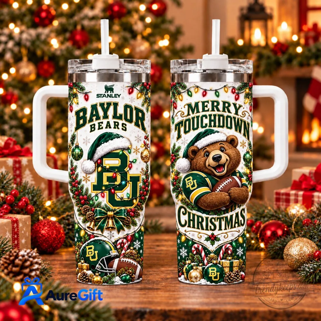 Baylor Bears Merry Touchdown Christmas Insulated Tumbler with Handle Baylor Bears Merry Touchdown Christmas Insulated Tumbler with Handle
