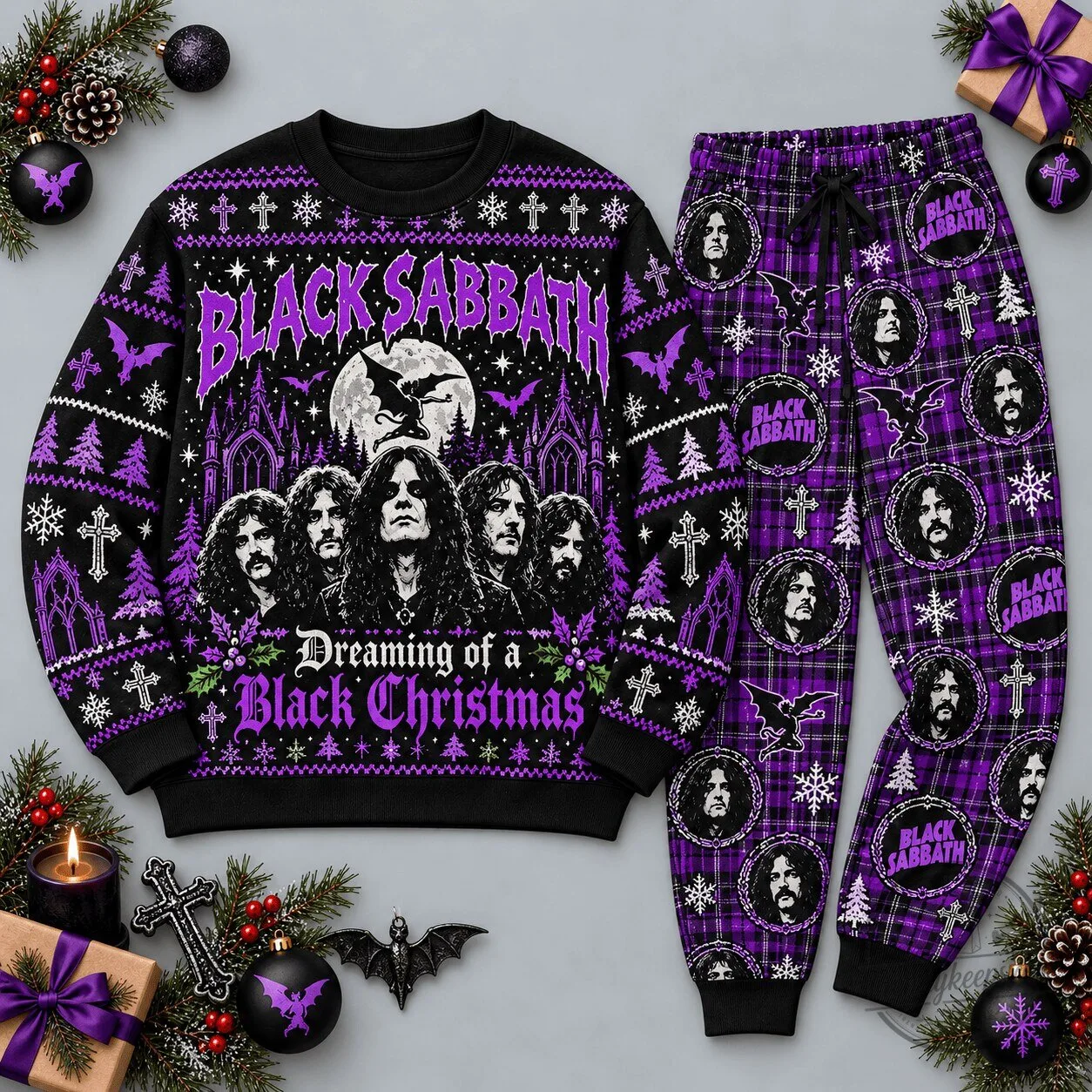 Black Sabbath Dreaming of a Black Christmas Ugly Christmas Sweatshirt