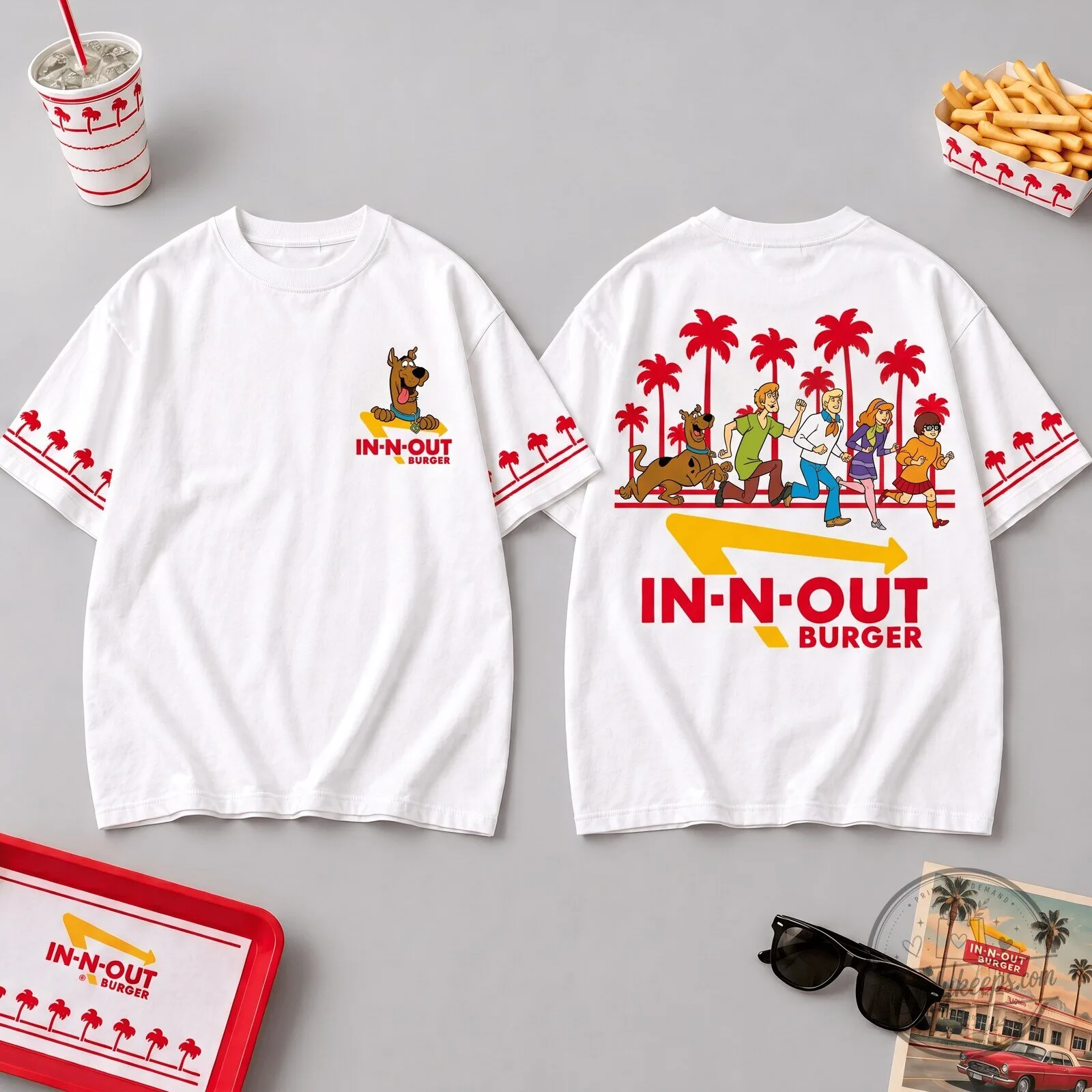 Scooby Doo Mystery Incorporated In-N-Out Burger Palm Tree Graphic T-Shirt