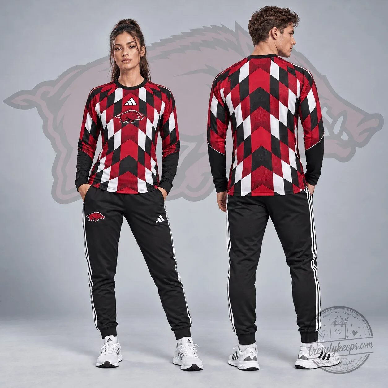 Arkansas Razorbacks Diamond Chevron Performance Long Sleeve Shirt