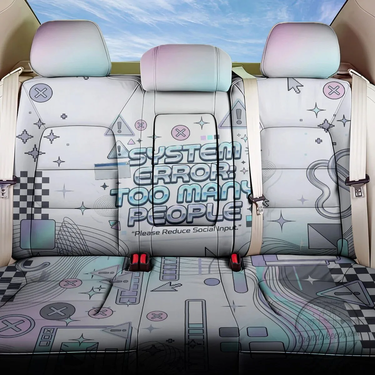 System Error Too Many People Back Seat Cover Y2K Retro Tech Computer Interface Cyber Aesthetic