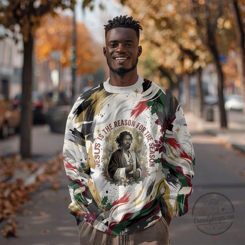 Jesus Is The Reason For The Season Christmas Black Jesus Christian Sweatshirt