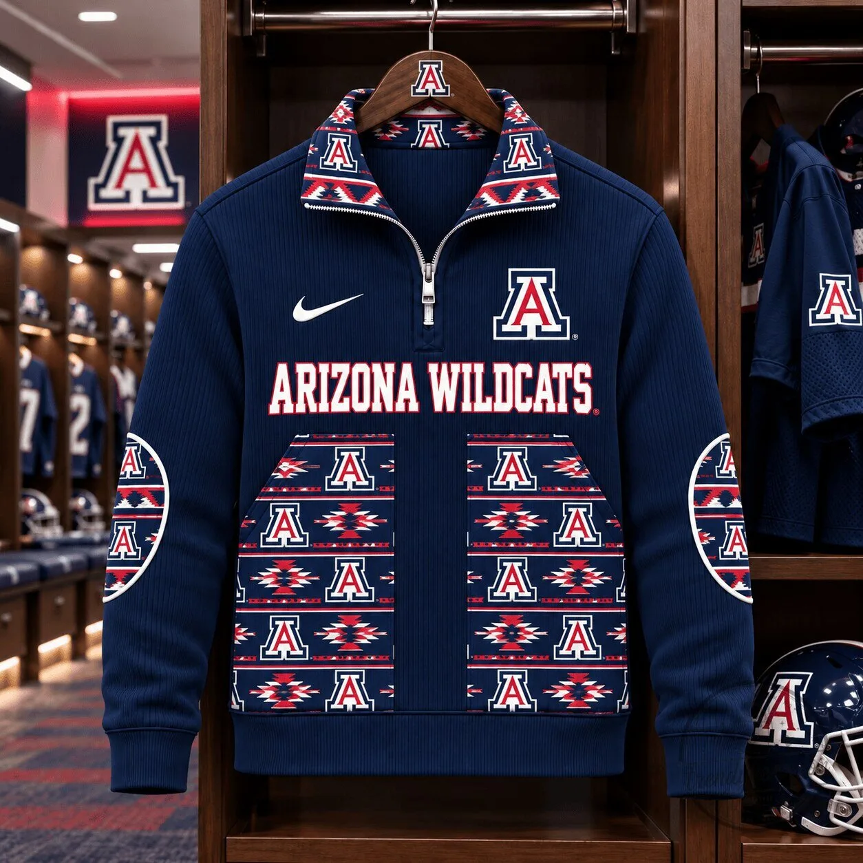 Arizona Wildcats NCAA College Team Quarter-Zip Fleece Sweatshirt 1 Arizona Wildcats NCAA College Team Quarter-Zip Fleece Sweatshirt
