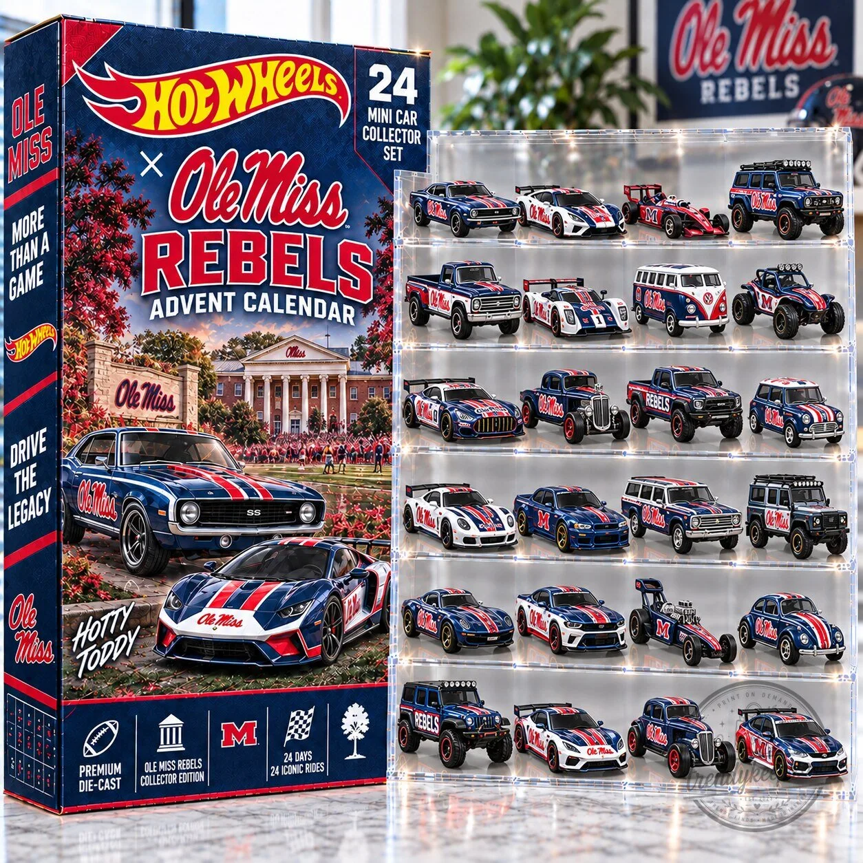 Ole Miss Rebels Hot Wheels 24 Mini Car Collector Set Advent Calendar