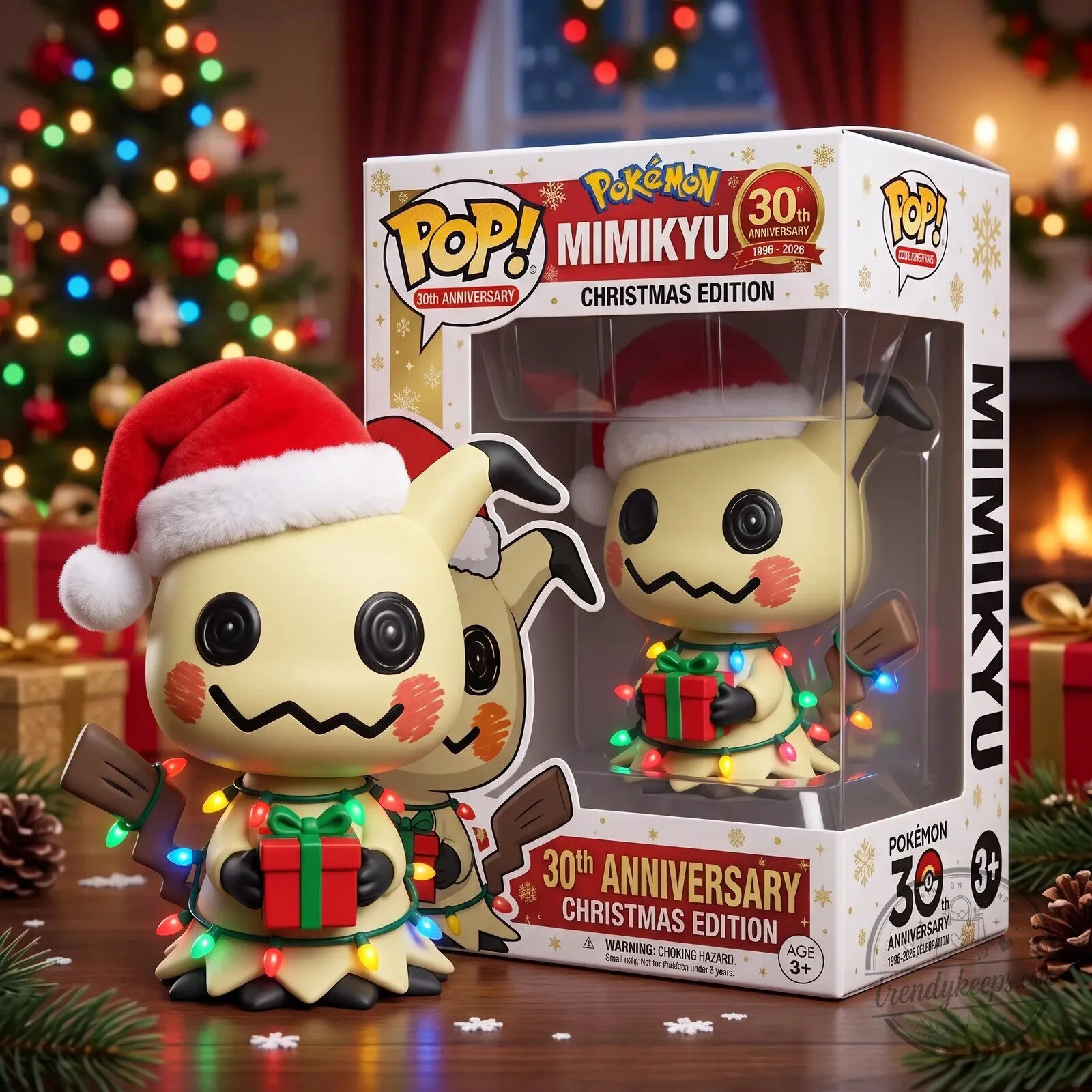 Pokemon Mimikyu 30th Anniversary Christmas Edition Funko Pop Figurine