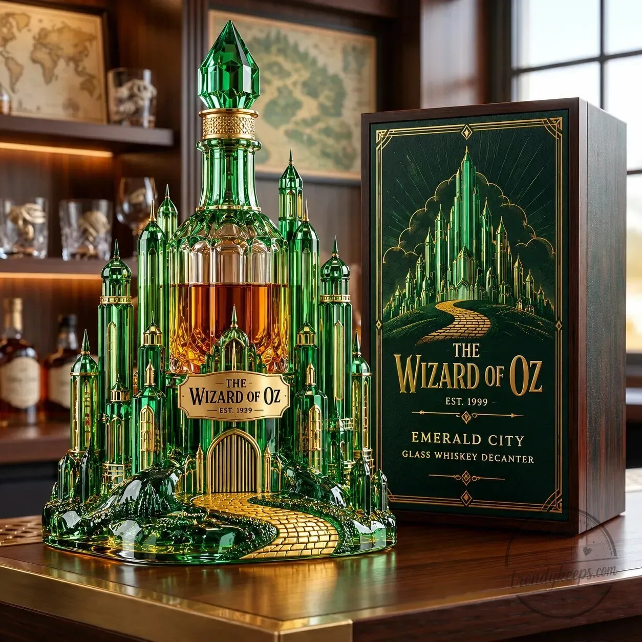 The Wizard of Oz Emerald City Glass Whiskey Decanter with Gift Box