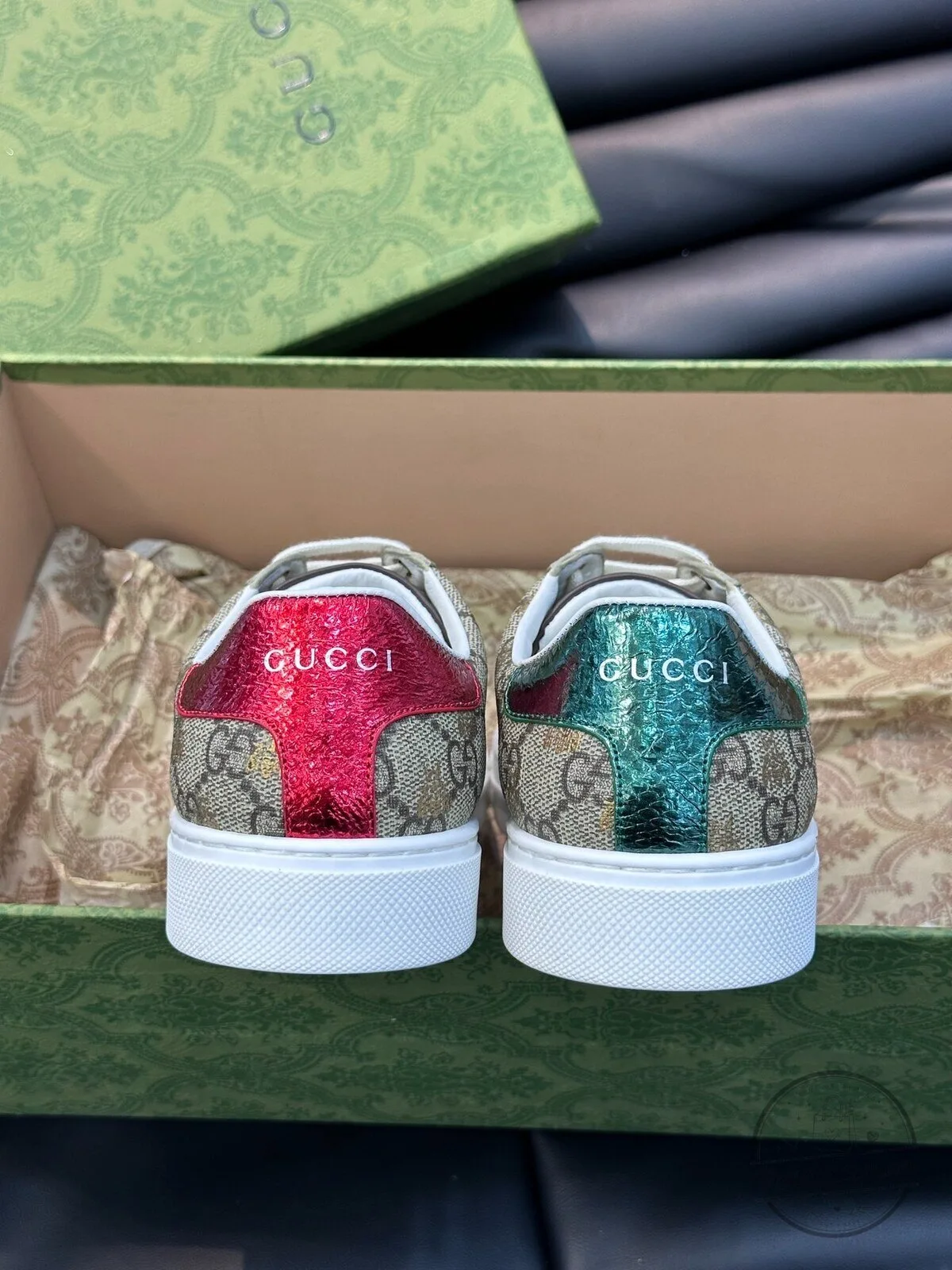 Gucci Monogram Canvas Ace Sneakers with Red and Green Stripe 4 Gucci Monogram Canvas Ace Sneakers with Red and Green Stripe