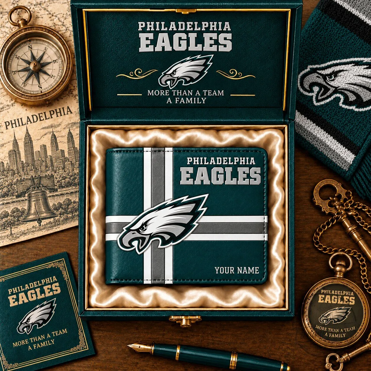 Philadelphia Eagles NFL Football Team Custom Name Wallet for Men