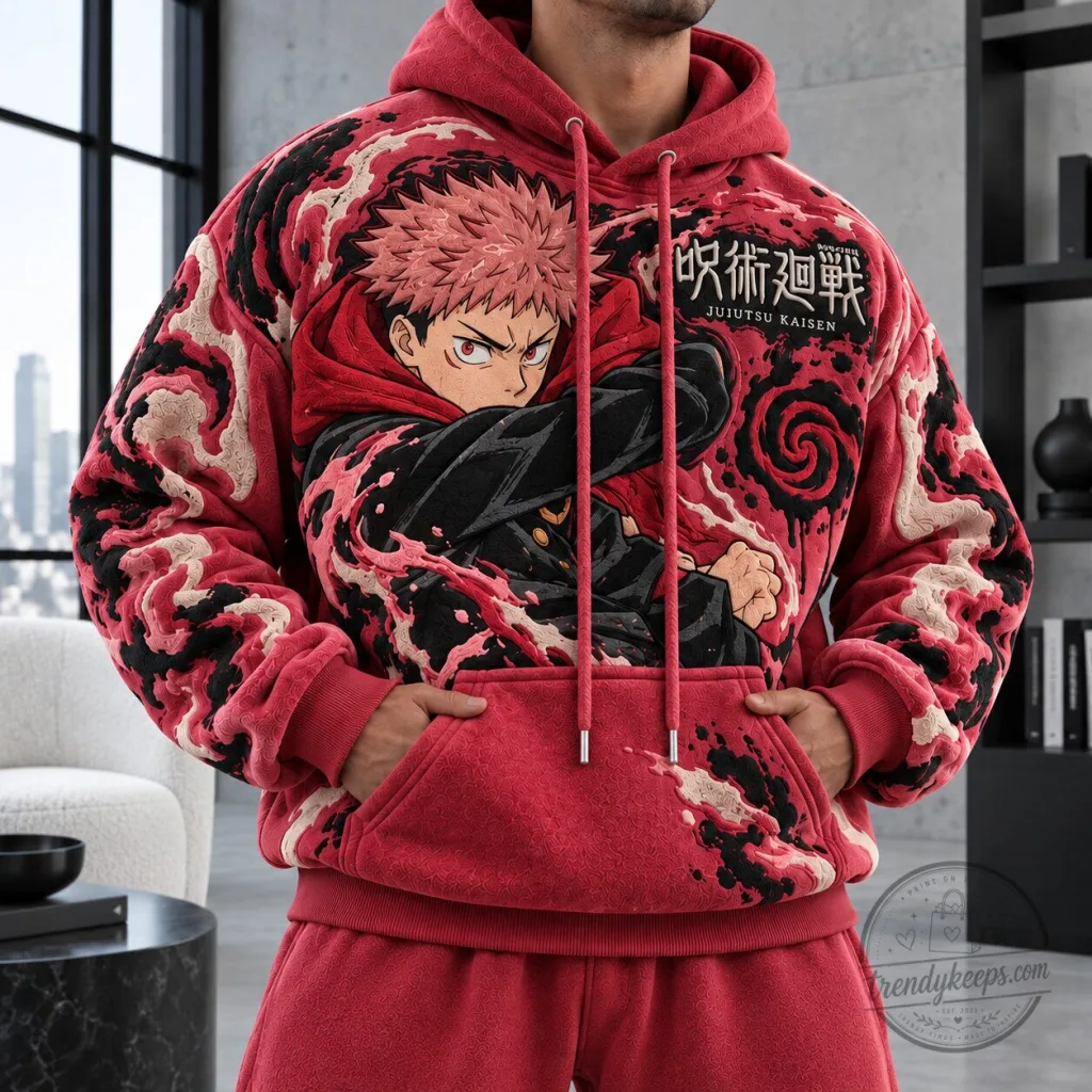 Jujutsu Kaisen Yuji Itadori Anime Character Red Hoodie Jujutsu Kaisen Yuji Itadori Anime Character Red Hoodie