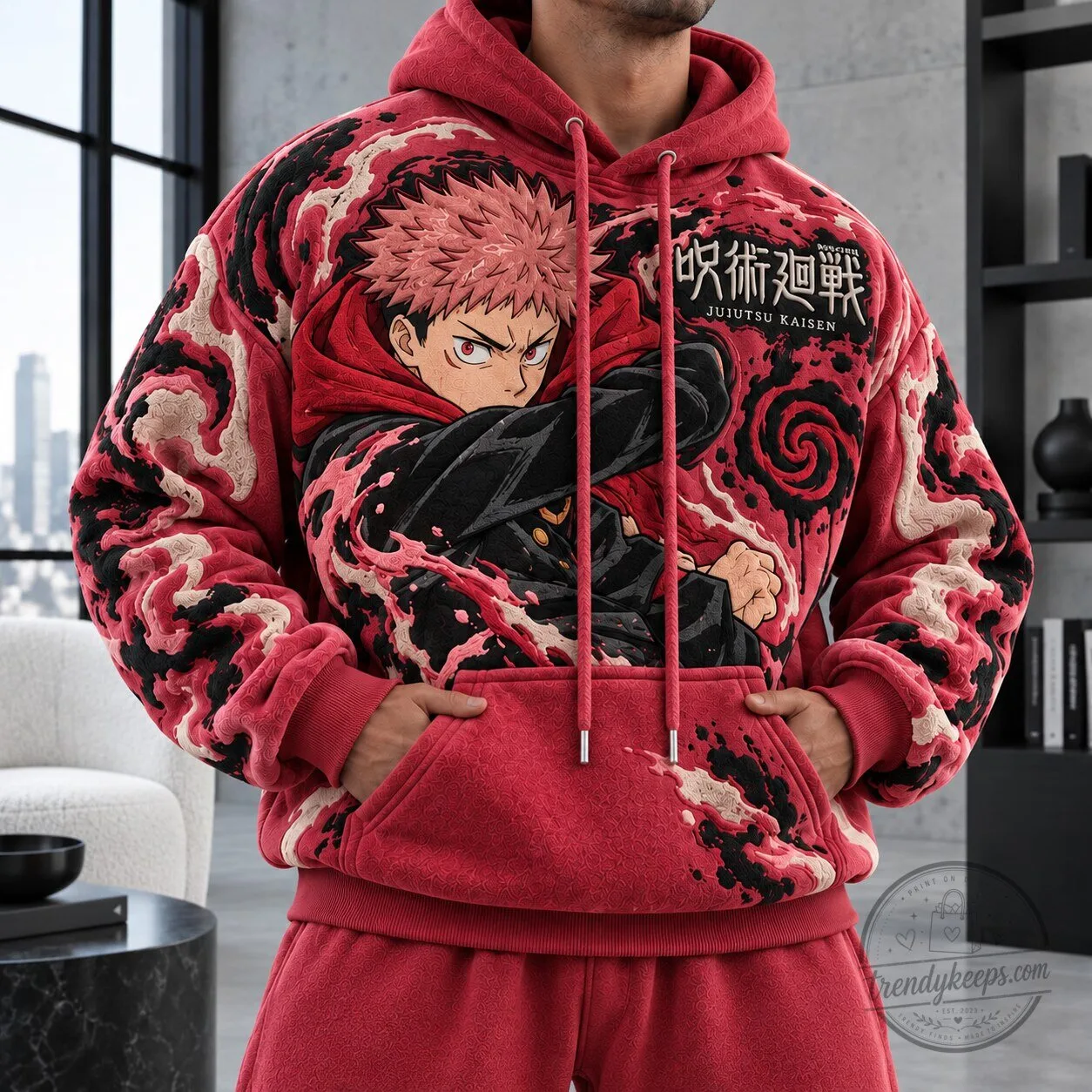 Jujutsu Kaisen Yuji Itadori Anime Character Red Hoodie