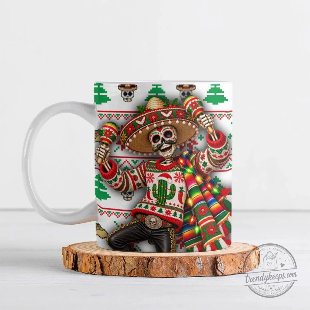Mexican Christmas Skeleton Sombrero Ugly Sweater Mug 6 Mexican Christmas Skeleton Sombrero Ugly Sweater Mug