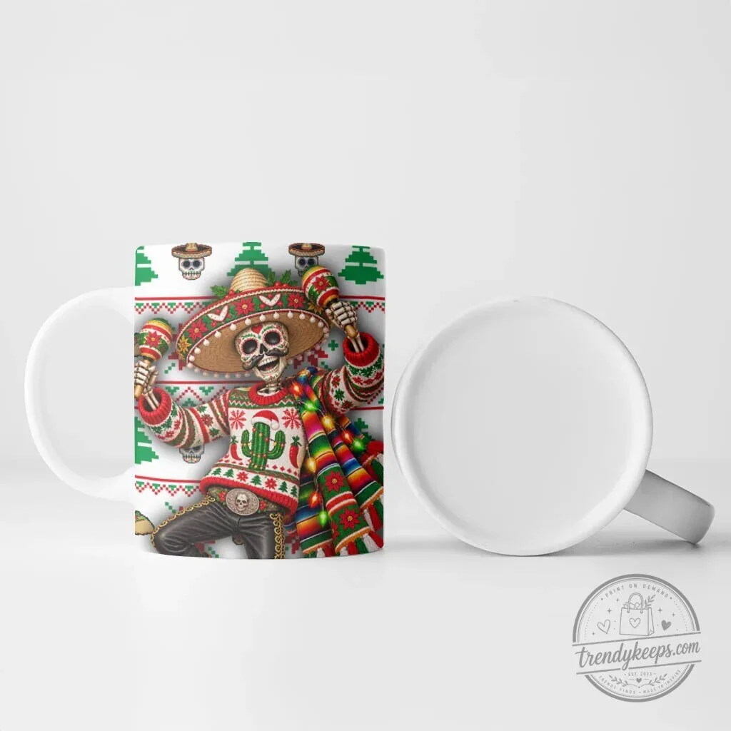 Mexican Christmas Skeleton Sombrero Ugly Sweater Mug 8 Mexican Christmas Skeleton Sombrero Ugly Sweater Mug
