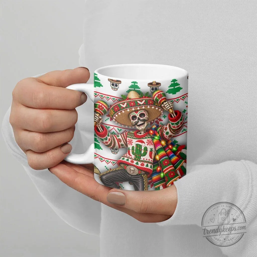 Mexican Christmas Skeleton Sombrero Ugly Sweater Mug 11 Mexican Christmas Skeleton Sombrero Ugly Sweater Mug