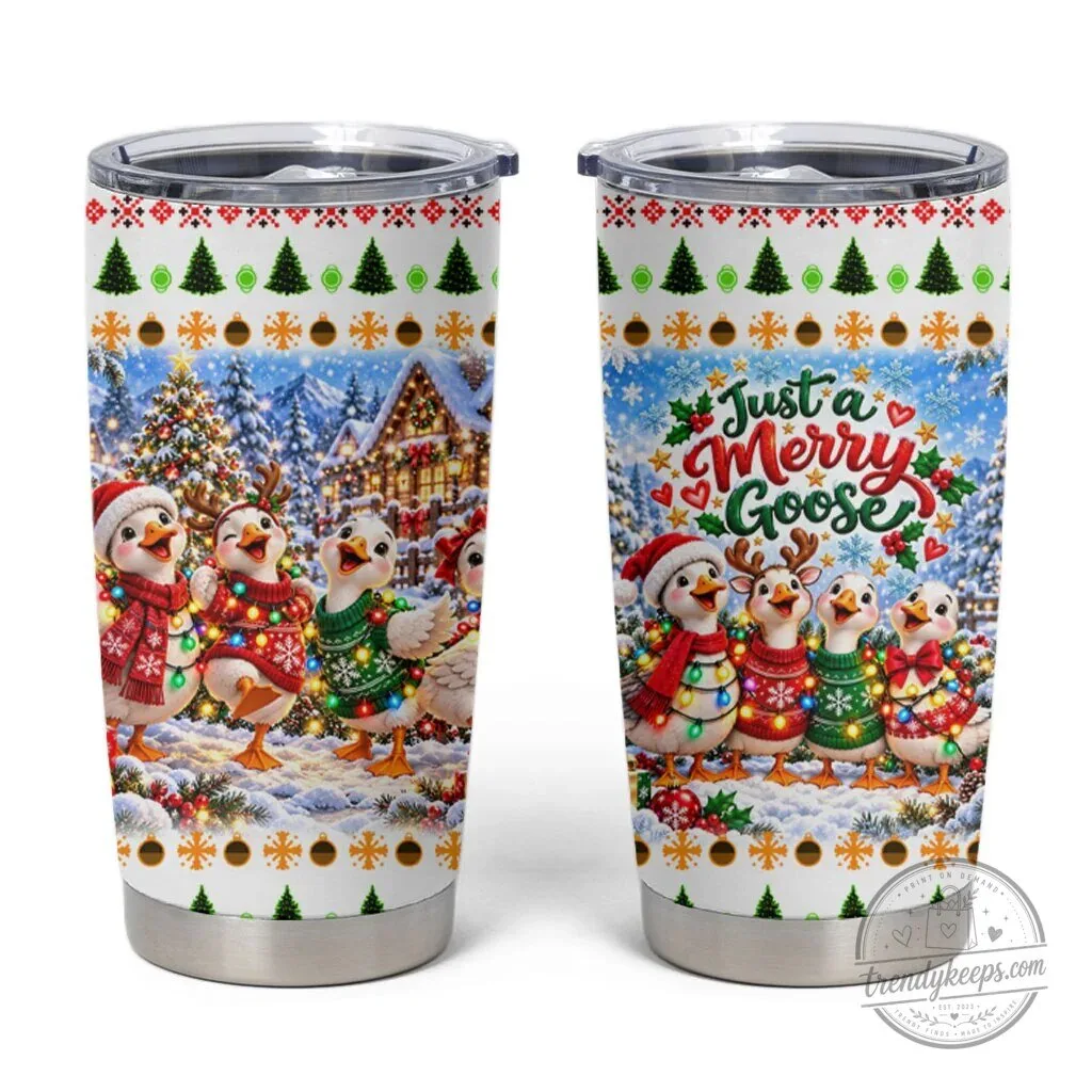 Just A Merry Goose Christmas Winter Village Fair Isle Tumbler