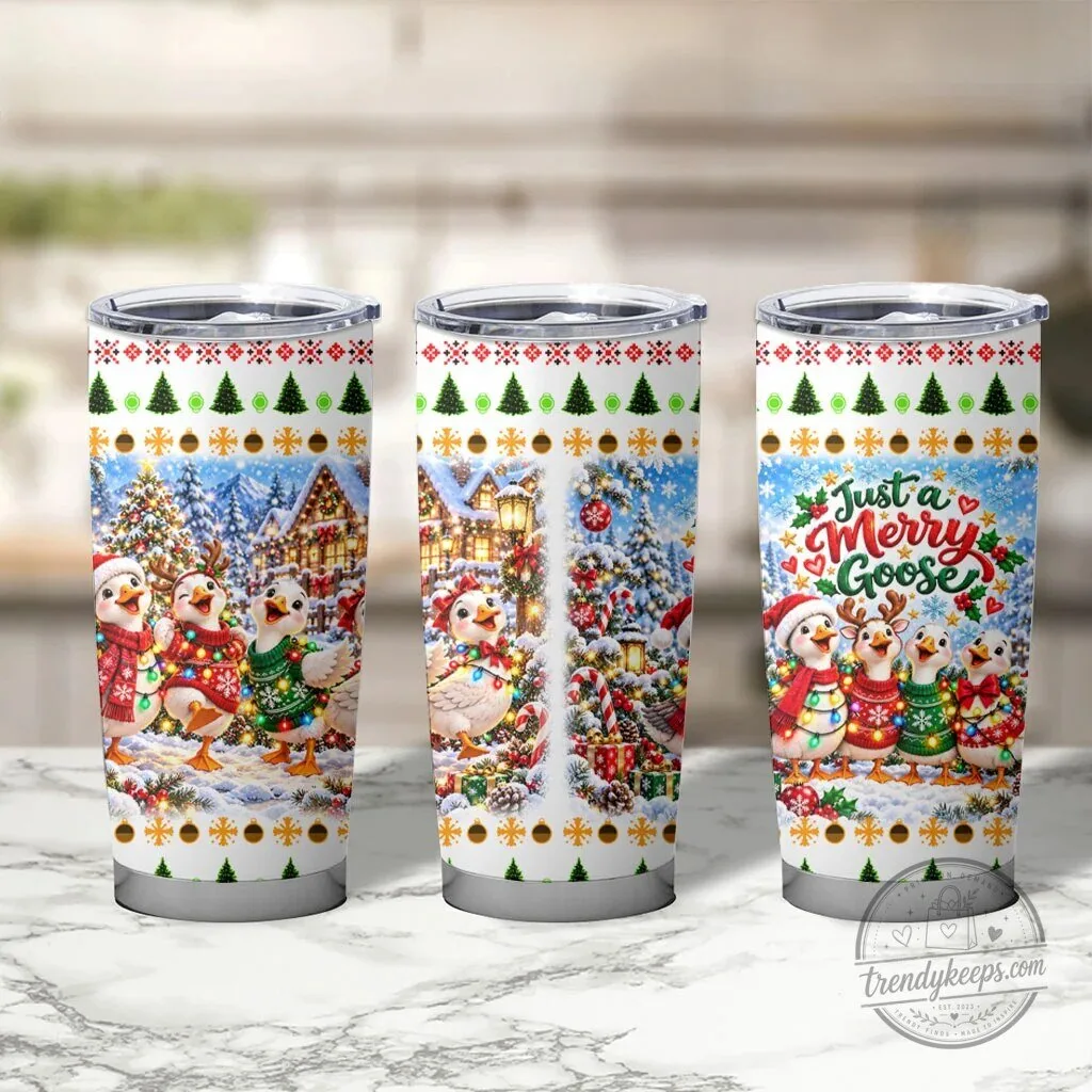 Just A Merry Goose Christmas Winter Village Fair Isle Tumbler 8 Just A Merry Goose Christmas Winter Village Fair Isle Tumbler