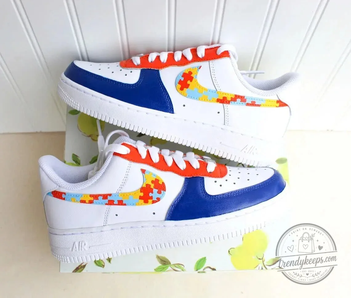 Autism Awareness Puzzle Piece Nike Air Force 1 Shoes 7 Autism Awareness Puzzle Piece Nike Air Force 1 Shoes