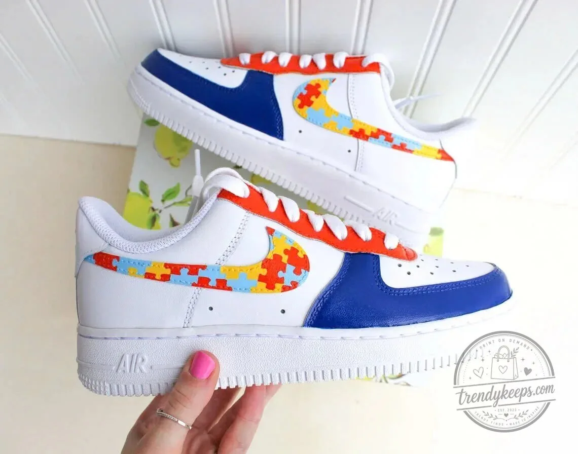 Autism Awareness Puzzle Piece Nike Air Force 1 Shoes 8 Autism Awareness Puzzle Piece Nike Air Force 1 Shoes