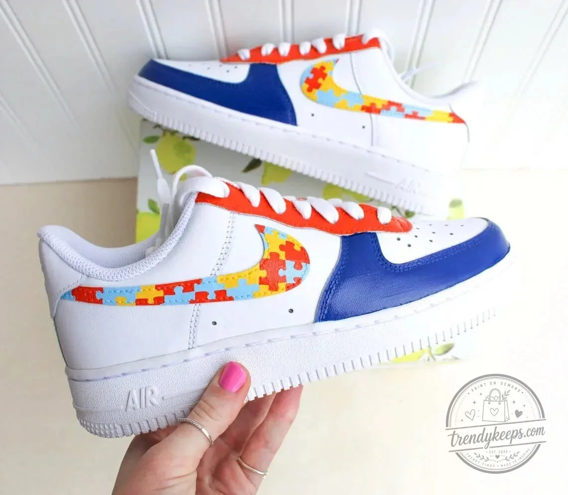 Autism Awareness Puzzle Piece Nike Air Force 1 Shoes 9 Autism Awareness Puzzle Piece Nike Air Force 1 Shoes