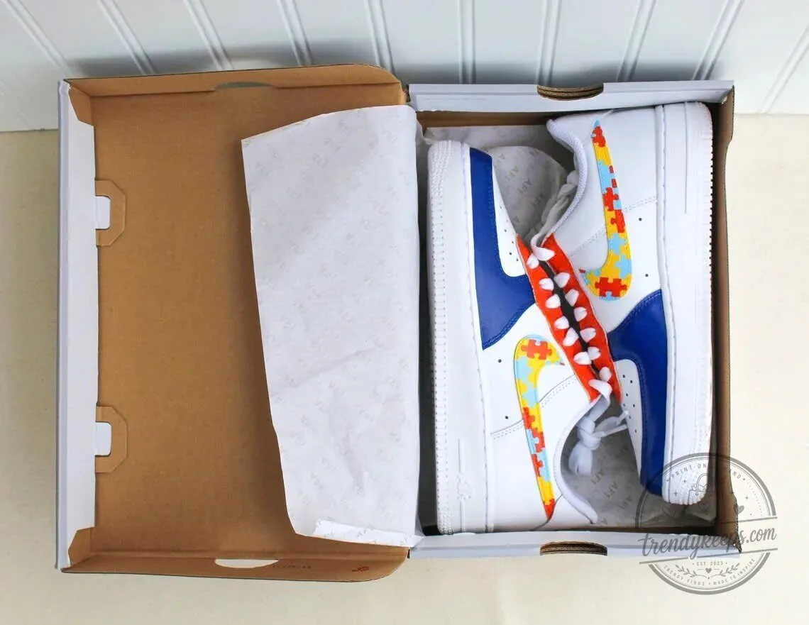 Autism Awareness Puzzle Piece Nike Air Force 1 Shoes 10 Autism Awareness Puzzle Piece Nike Air Force 1 Shoes