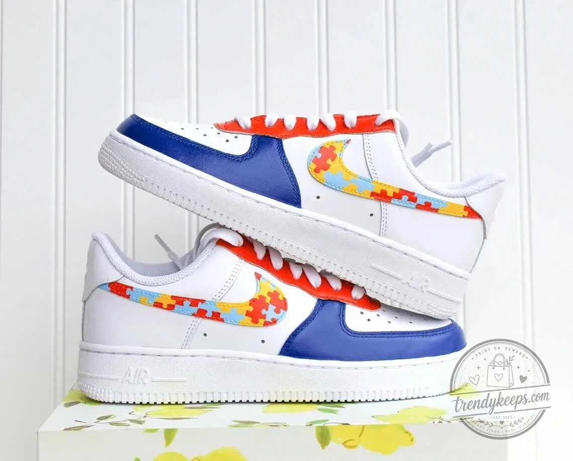 Autism Awareness Puzzle Piece Nike Air Force 1 Shoes 11 Autism Awareness Puzzle Piece Nike Air Force 1 Shoes