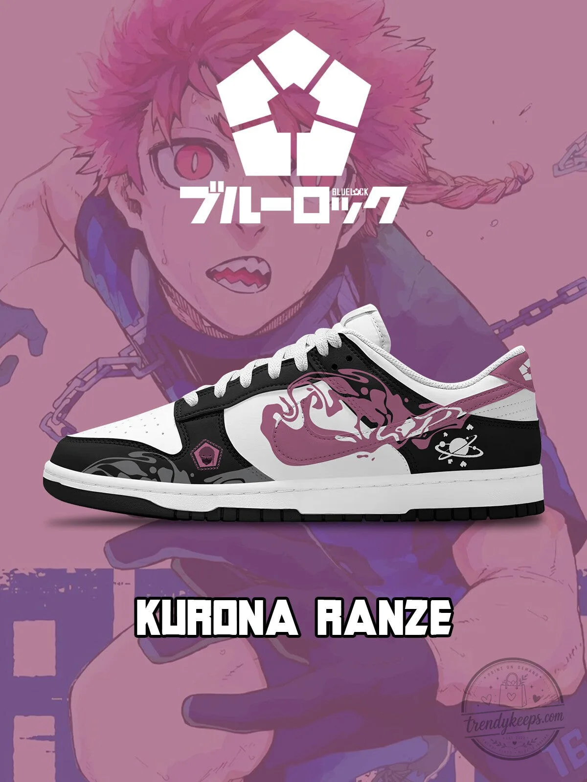 Blue Lock Kurona Ranze Anime Character Design Custom Low Top Sneakers