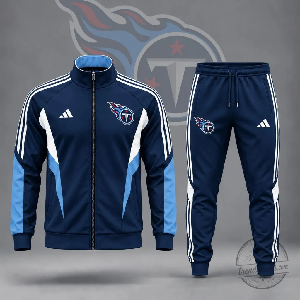 Tennessee Titans NFL Football Team Navy Blue and Light Blue Tracksuit Jacket Tennessee Titans NFL Football Team Navy Blue and Light Blue Tracksuit Jacket