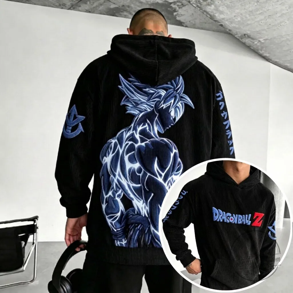 Dragon Ball Z Goku Super Saiyan Blue Corduroy Oversized Hoodie