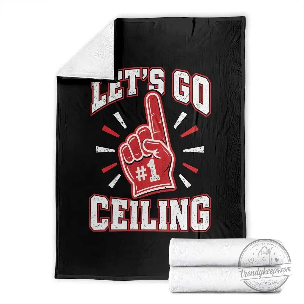 Let's Go Ceiling Fan Funny Number One Foam Finger Halloween Throw Blanket