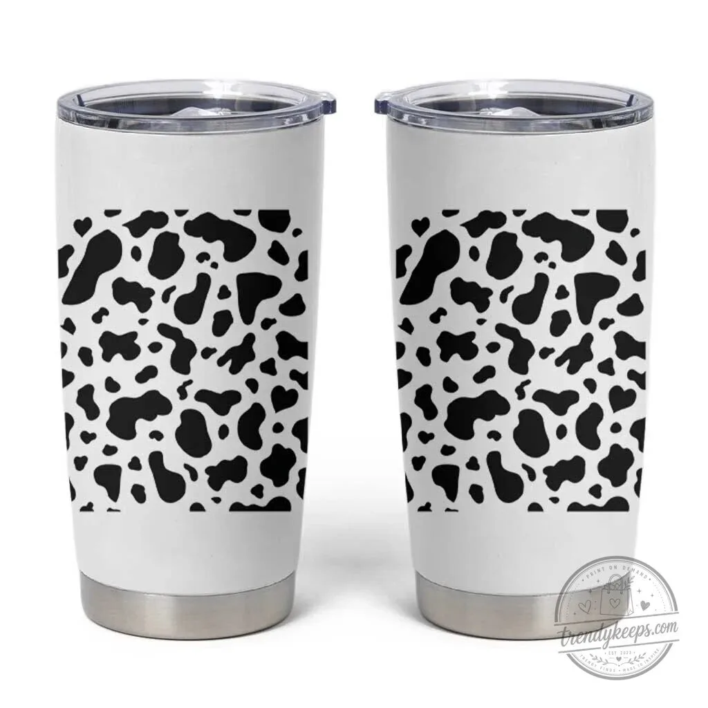 Cow Print Pattern Insulated Stainless Steel Tumbler Cup for Western Lovers 1 Cow Print Pattern Insulated Stainless Steel Tumbler Cup for Western Lovers