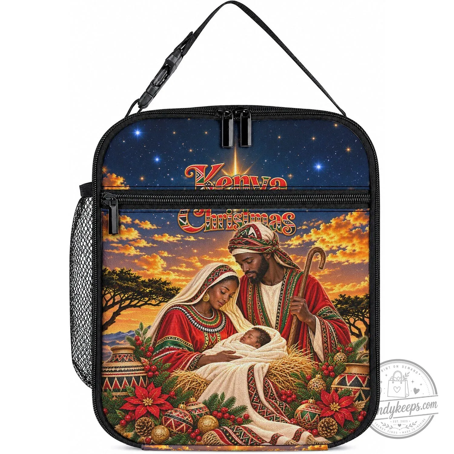 Kenya Christmas African Holy Family Savanna Sunset Baby Jesus Lunch Bag