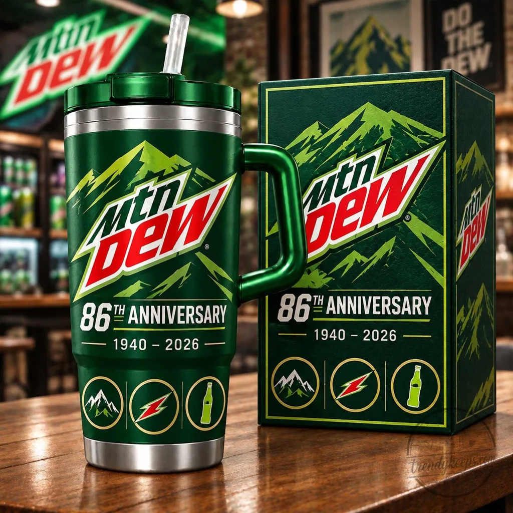 Mountain Dew 86th Anniversary Insulated Stainless Steel Tumbler with Handle Mountain Dew 86th Anniversary Insulated Stainless Steel Tumbler with Handle