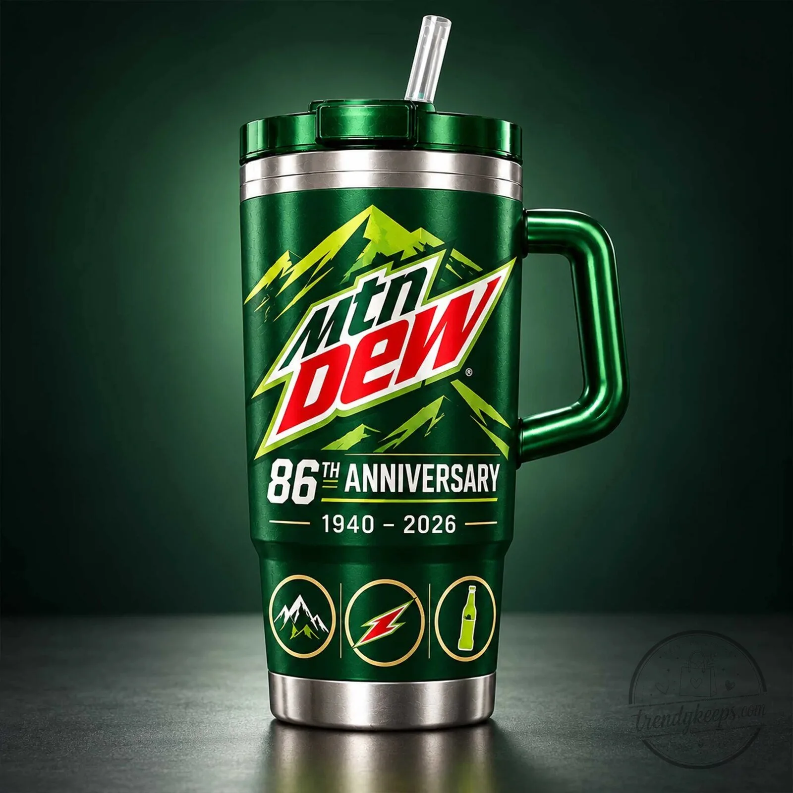 Mountain Dew 86th Anniversary Insulated Stainless Steel Tumbler with Handle 3 Mountain Dew 86th Anniversary Insulated Stainless Steel Tumbler with Handle