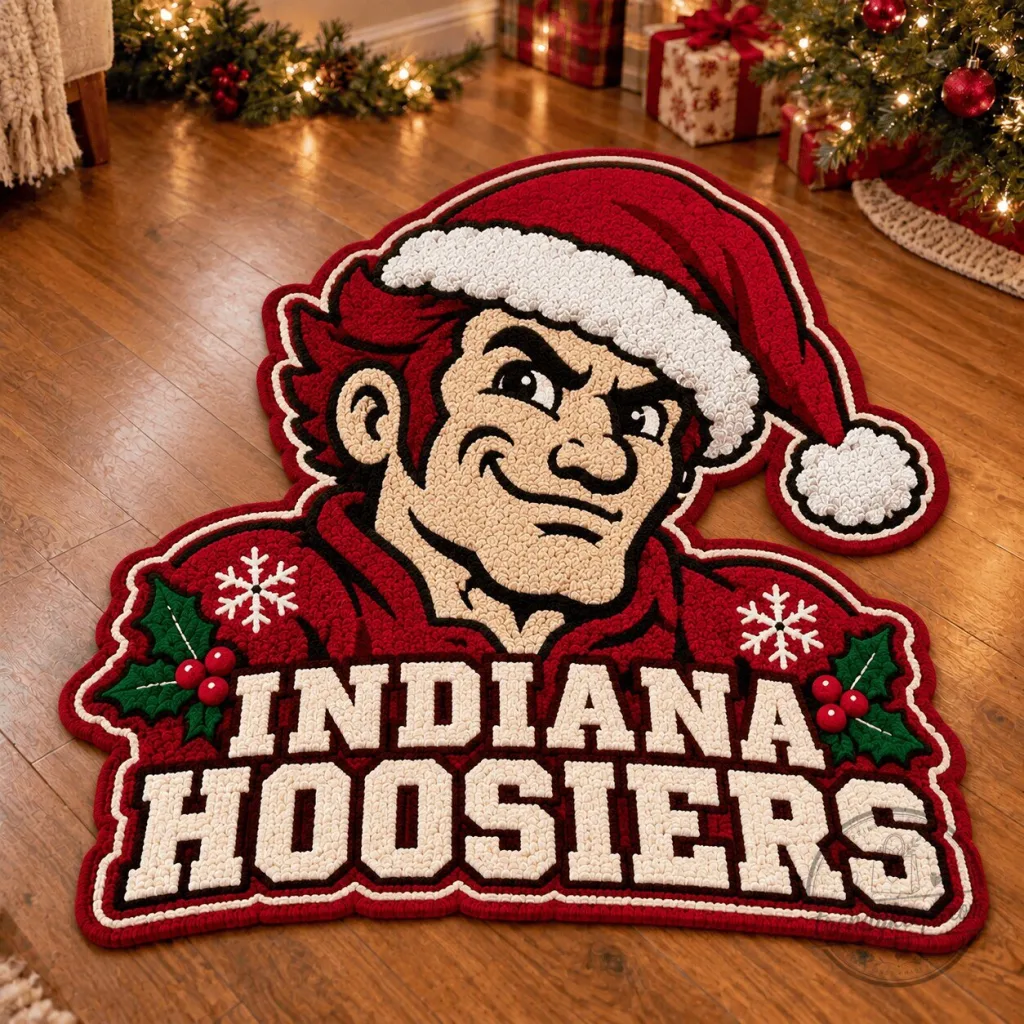 Indiana Hoosiers Mascot Christmas Holiday Season Floor Mat Rug Indiana Hoosiers Mascot Christmas Holiday Season Floor Mat Rug