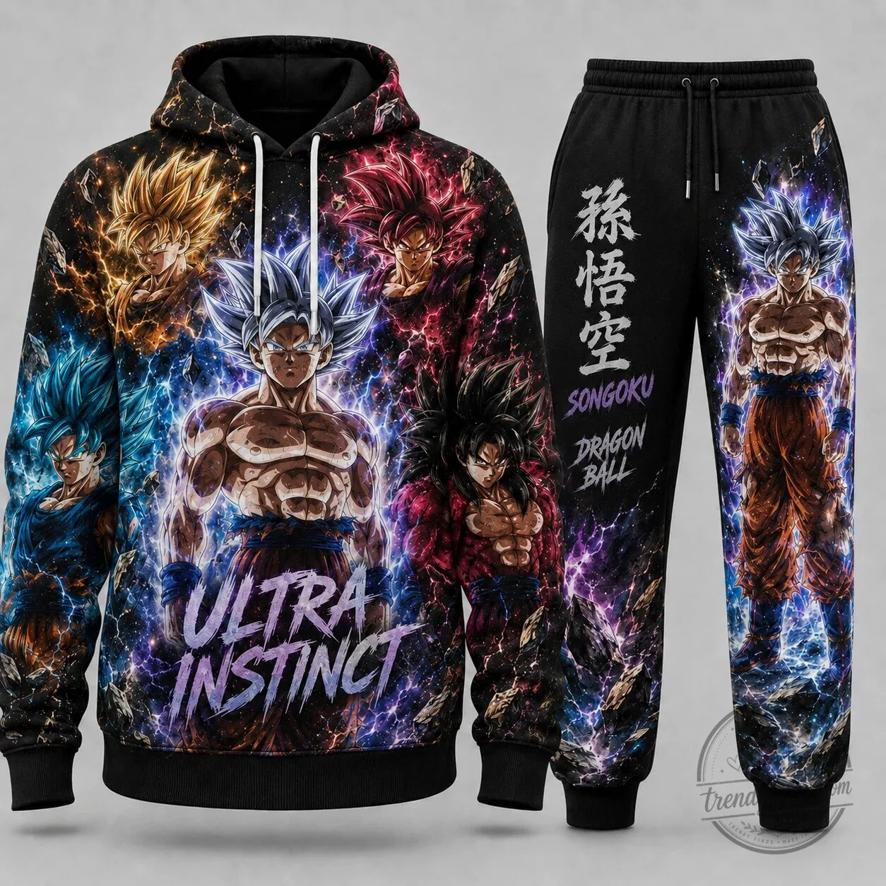 Dragon Ball Z Goku Ultra Instinct Super Saiyan Transformations Hoodie and Sweatpants Set