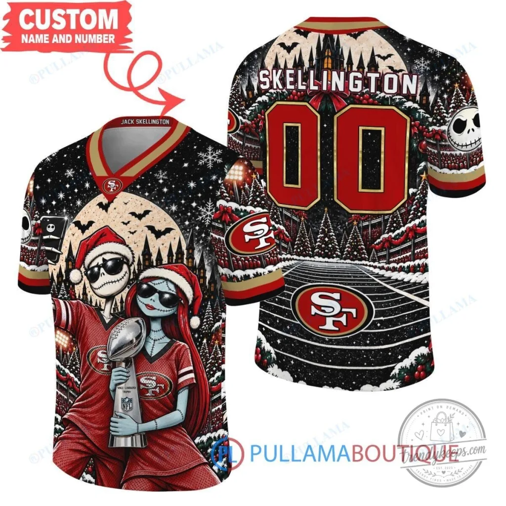 San Francisco 49ers Jack Skellington Sally Christmas Football Jersey San Francisco 49ers Jack Skellington Sally Christmas Football Jersey
