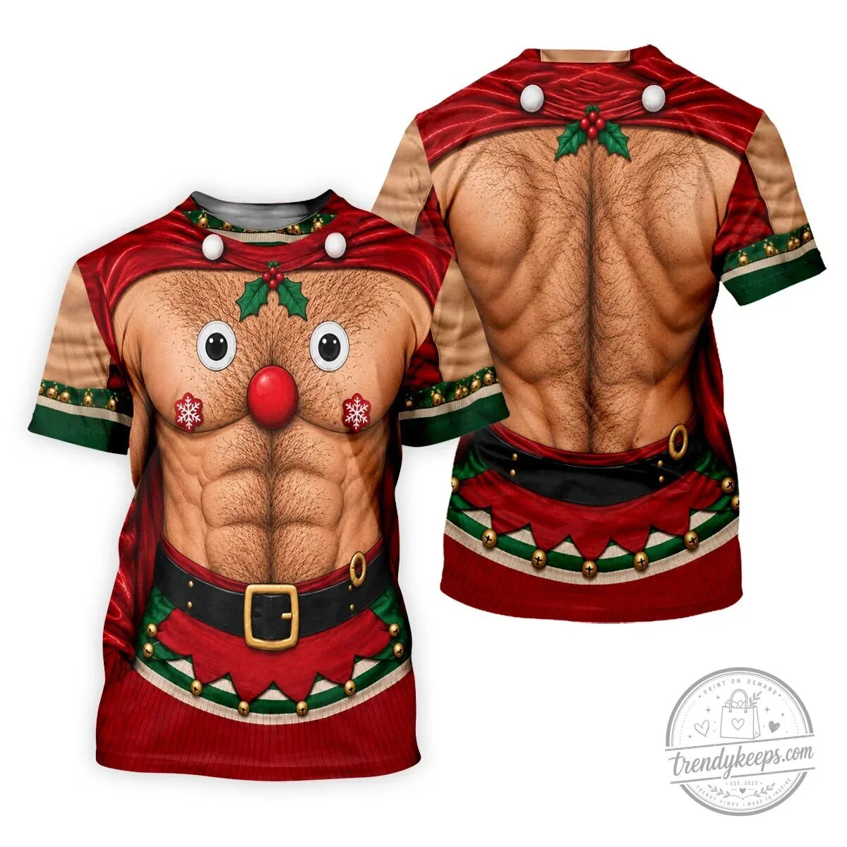 Funny Reindeer Hairy Chest Abs Christmas Holiday Polo Shirt for Men 19 Funny Reindeer Hairy Chest Abs Christmas Holiday Polo Shirt for Men