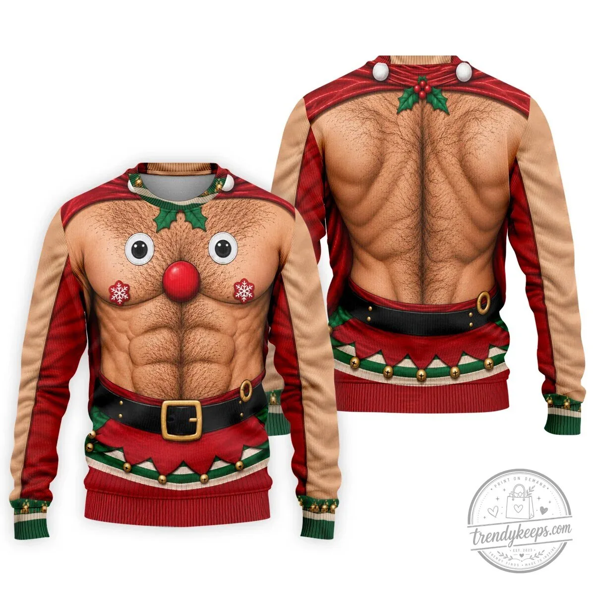 Funny Reindeer Hairy Chest Abs Christmas Holiday Polo Shirt for Men 25 Funny Reindeer Hairy Chest Abs Christmas Holiday Polo Shirt for Men