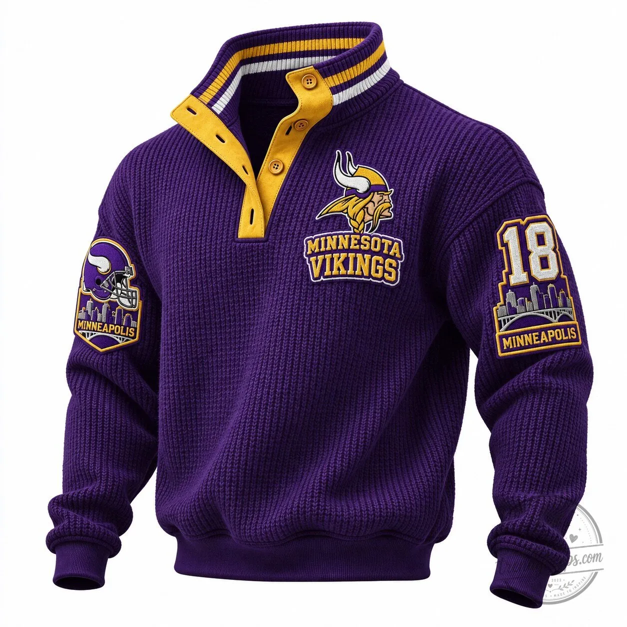 Minnesota Vikings NFL Football Team Ribbed Knit Pullover Sweatshirt