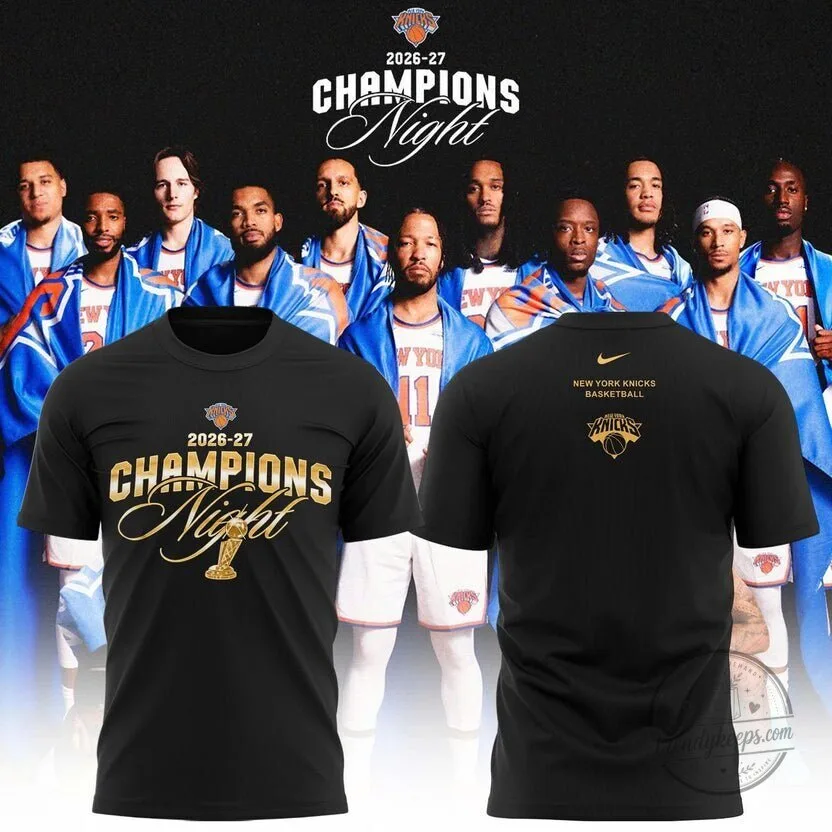 New York Knicks 2026-27 Champions Night Basketball Black T-Shirt 1 New York Knicks 2026-27 Champions Night Basketball Black T-Shirt