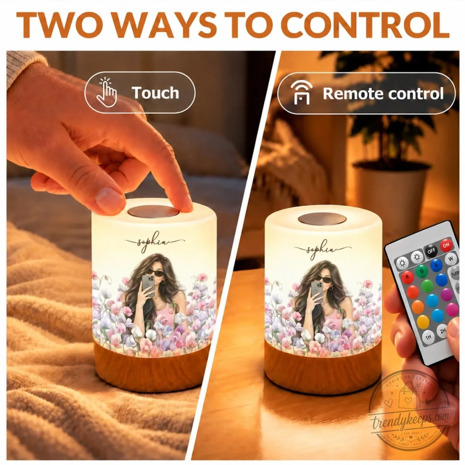 Personalized Selfie Photo Flower Dimmable Touch Night Light for Her 9 Personalized Selfie Photo Flower Dimmable Touch Night Light for Her