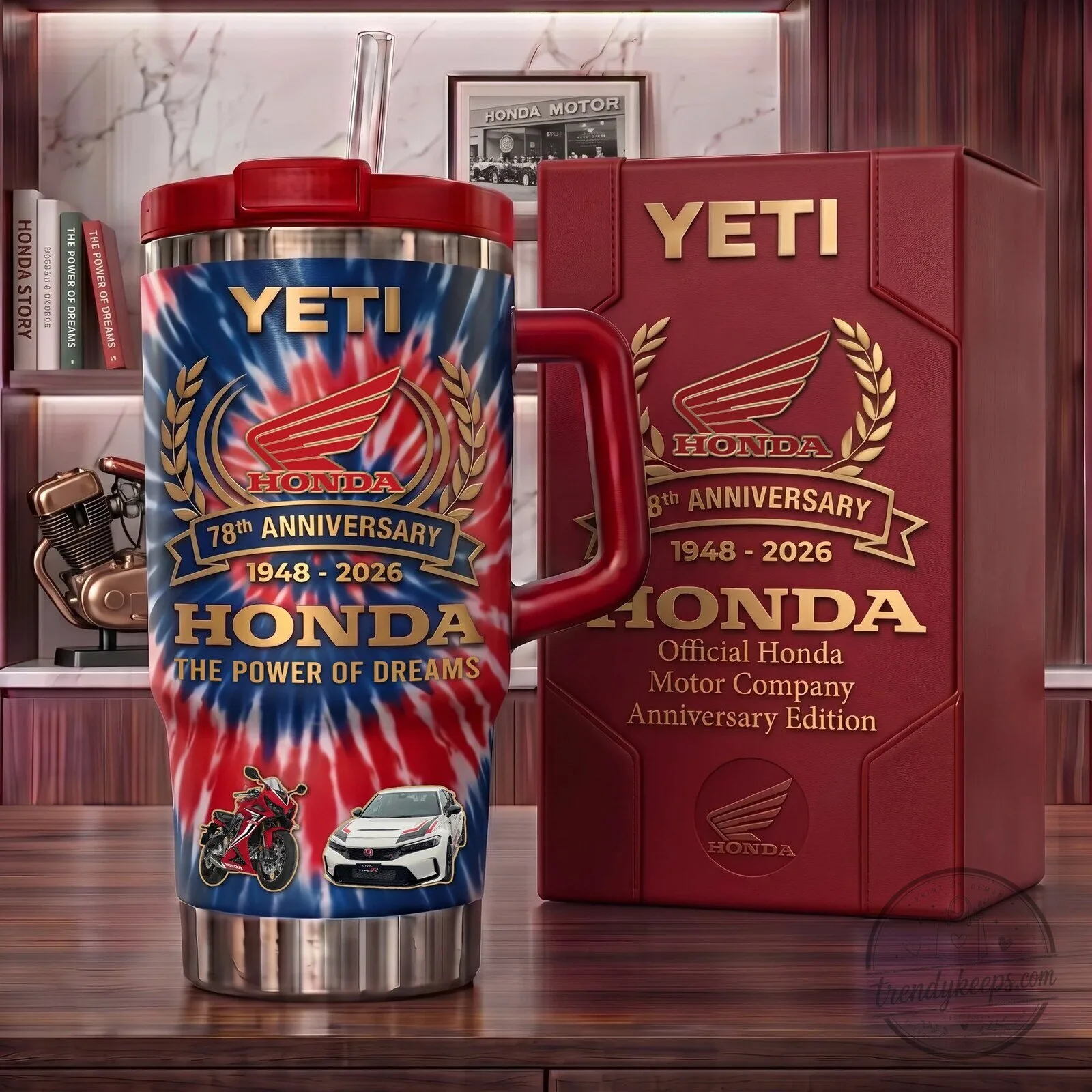 Honda 78th Anniversary Tie-Dye Stainless Steel Insulated Tumbler with Handle