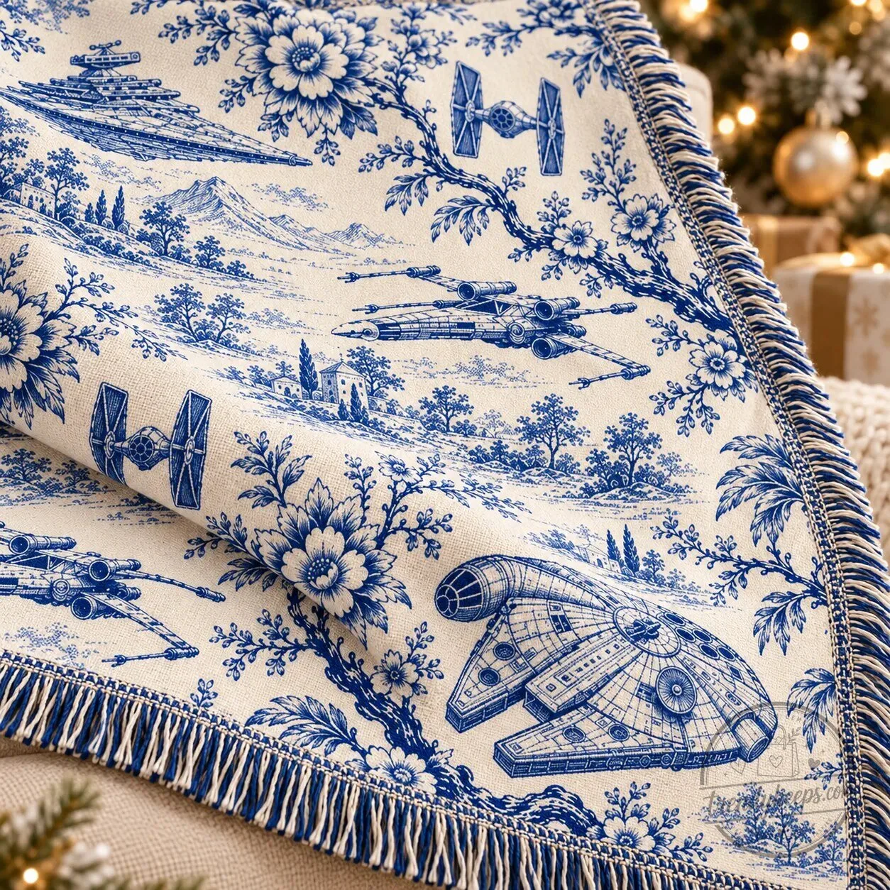 Star Wars Toile De Jouy Millennium Falcon X-Wing Starfighter Woven Blanket 6 Star Wars Toile De Jouy Millennium Falcon X-Wing Starfighter Woven Blanket