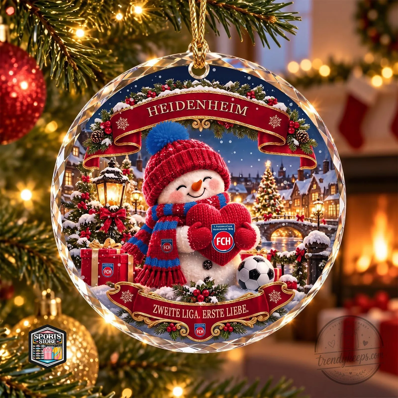 1. FC Heidenheim Snowman Christmas Tree Ornament 1 1. FC Heidenheim Snowman Christmas Tree Ornament