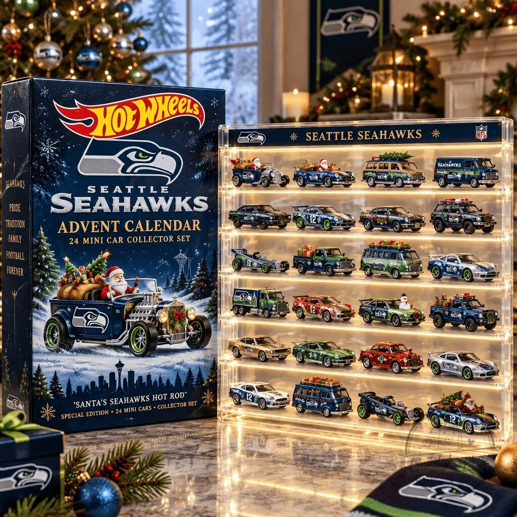 Seattle Seahawks Hot Wheels Advent Calendar 24 Mini Car Collector Set 2D