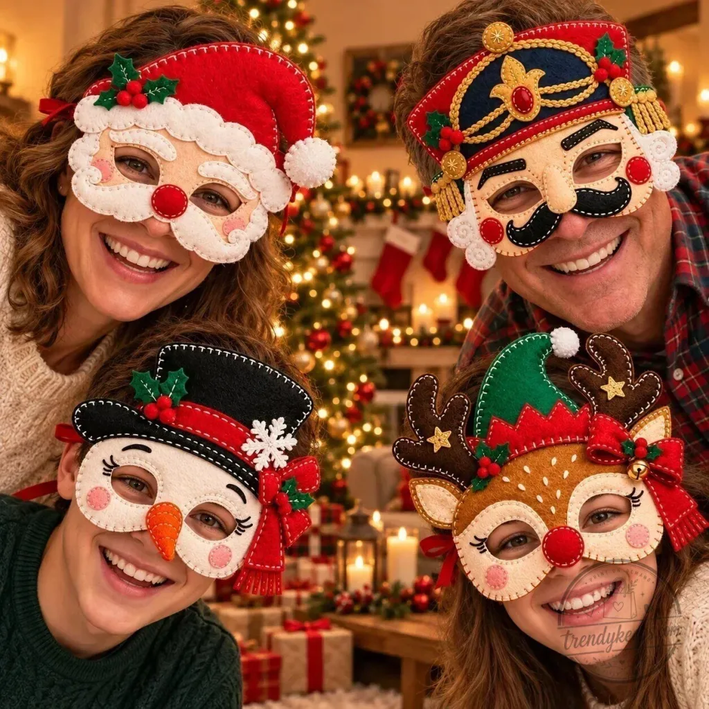 Christmas Holiday Felt Masks Set for Festive Dress-Up and Party Costumes Christmas Holiday Felt Masks Set for Festive Dress-Up and Party Costumes