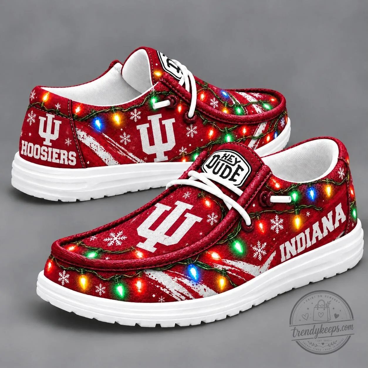 Indiana Hoosiers Christmas Holiday Light Loafer Shoes
