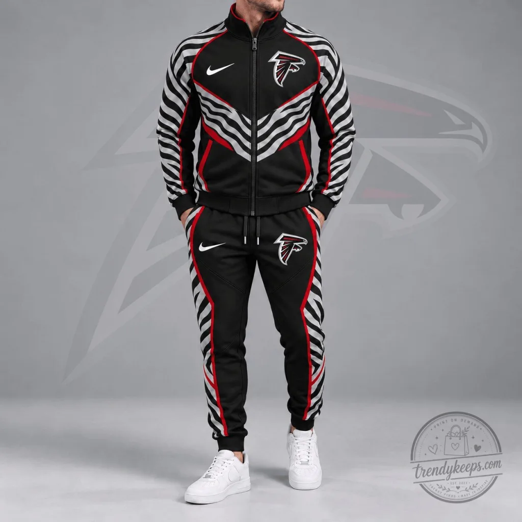 Full Zip Track Jacket with Dynamic Tiger Stripe Print for Atlanta Falcons Fans 11 Full Zip Track Jacket with Dynamic Tiger Stripe Print for Atlanta Falcons Fans