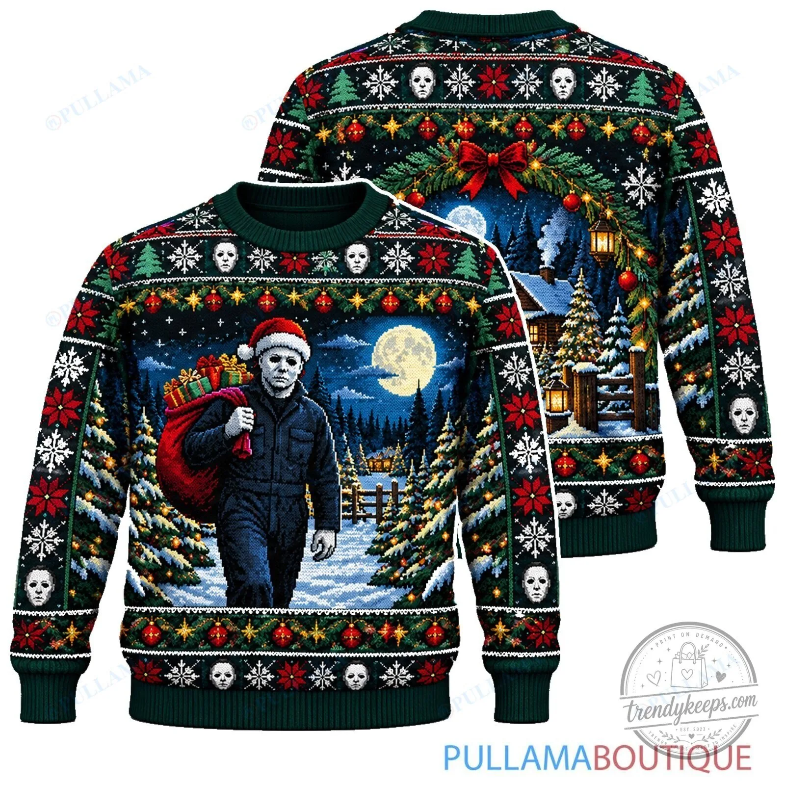 Michael Myers Christmas Holiday Horror Movie Character Ugly Sweater