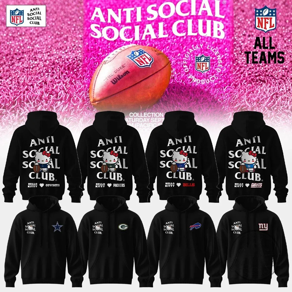 Hello Kitty Dallas Cowboys Anti Social Social Club NFL Football Hoodie