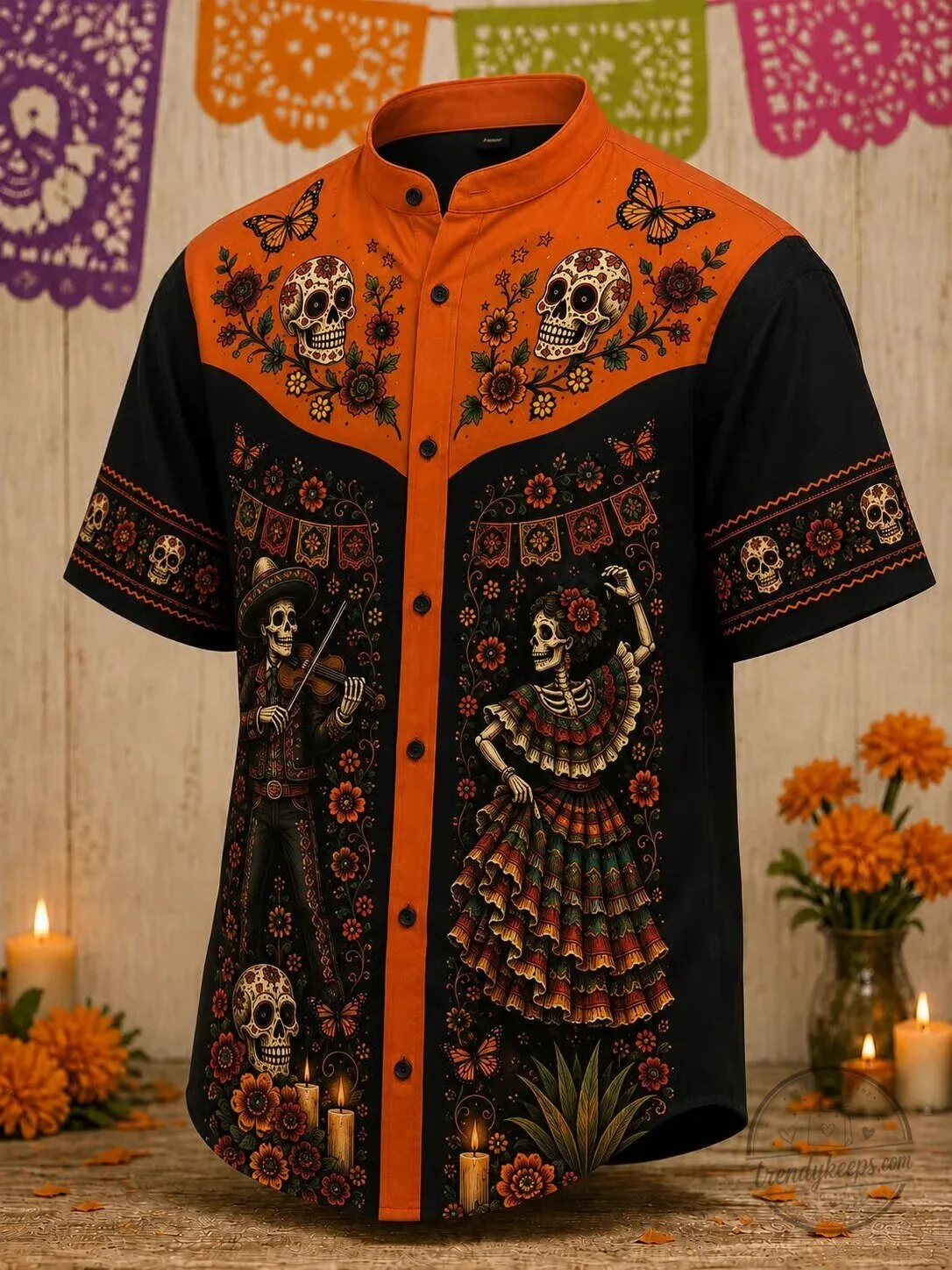 Day of the Dead Sugar Skulls and Skeletons Celebration Hawaiian Shirt